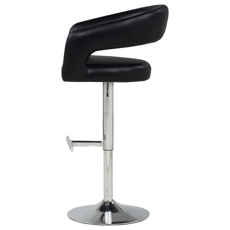 Travia Black Leatherette Upholstered Adjustable Bar Stool from Coaster - Luna Furniture
