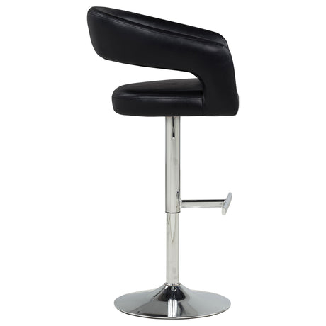 Travia Black Leatherette Upholstered Adjustable Bar Stool from Coaster - Luna Furniture