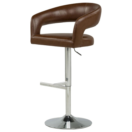 Travia Cocoa Brown Leatherette Upholstered Adjustable Bar Stool from Coaster - Luna Furniture