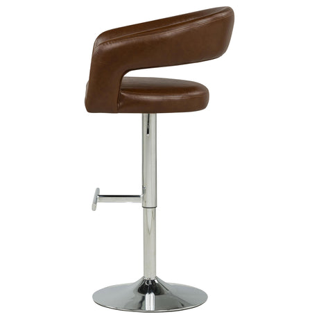 Travia Cocoa Brown Leatherette Upholstered Adjustable Bar Stool from Coaster - Luna Furniture