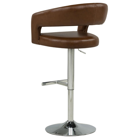 Travia Cocoa Brown Leatherette Upholstered Adjustable Bar Stool from Coaster - Luna Furniture