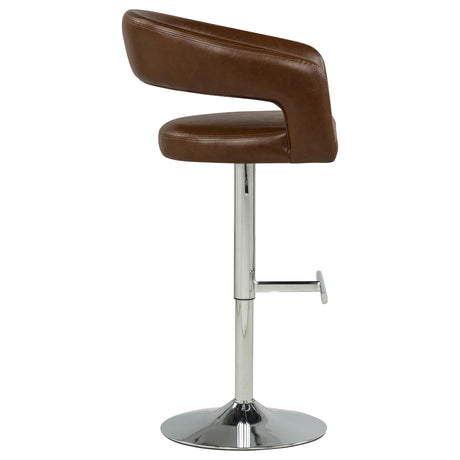 Travia Cocoa Brown Leatherette Upholstered Adjustable Bar Stool from Coaster - Luna Furniture