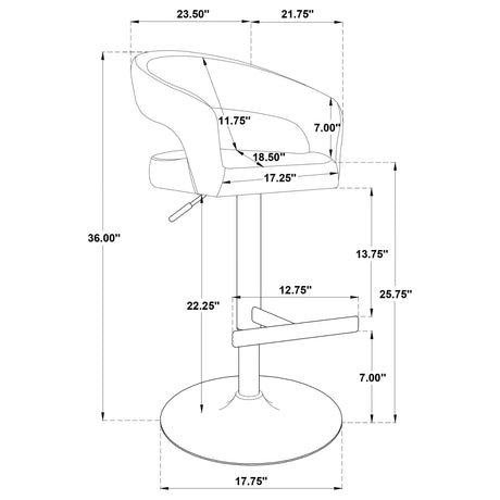 Travia Ivory Leatherette Upholstered Adjustable Bar Stool from Coaster - Luna Furniture