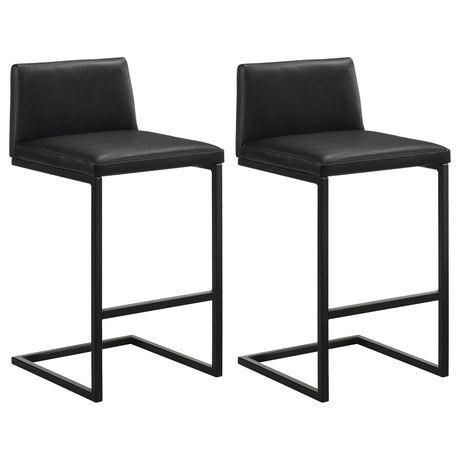 Vardon Black Genuine Leather Bar Stool, Set of 2 from Coaster - Luna Furniture