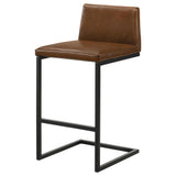 Vardon Dark Brown Genuine Leather Bar Stool, Set of 2 from Coaster - Luna Furniture