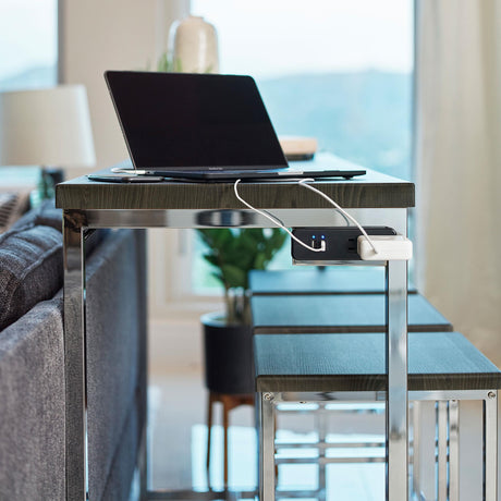 Cassidy Dark Oak and Chrome 4-Piece Rectangle Counter Height Set from Coaster - Luna Furniture