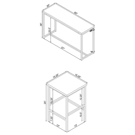 Cassidy Dark Oak and Chrome 4-Piece Rectangle Counter Height Set from Coaster - Luna Furniture