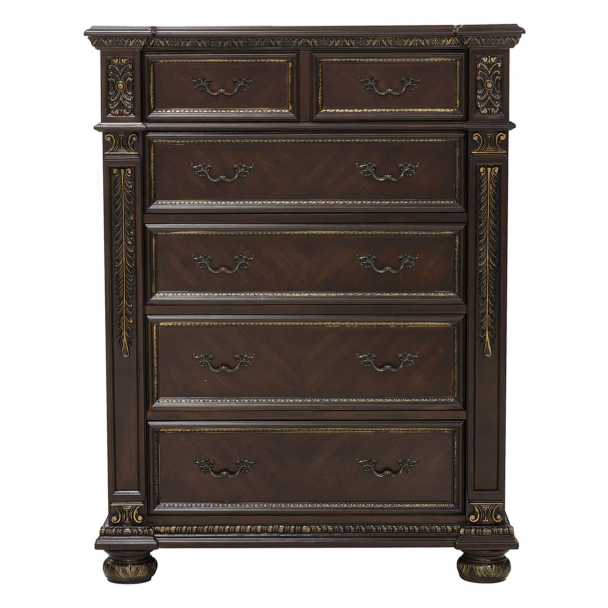 Catalonia Cherry 5-Piece Bedroom Set (Queen Bed, Nightstand, Dresser, Mirror, Chest) from Homelegance - Luna Furniture