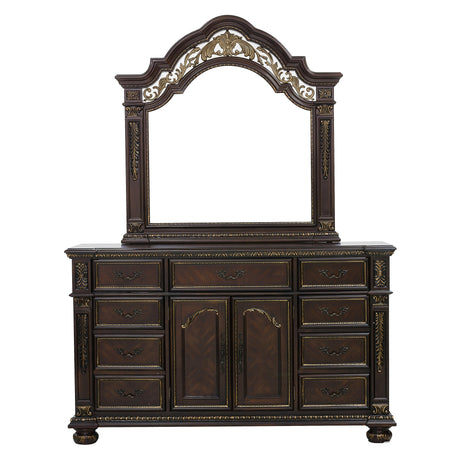 Catalonia Cherry 5-Piece Bedroom Set (Queen Bed, Nightstand, Dresser, Mirror, Chest) from Homelegance - Luna Furniture