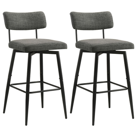 Levine Gray Fabric Upholstered Swivel Bar Chair, Set of 2 from Coaster - Luna Furniture