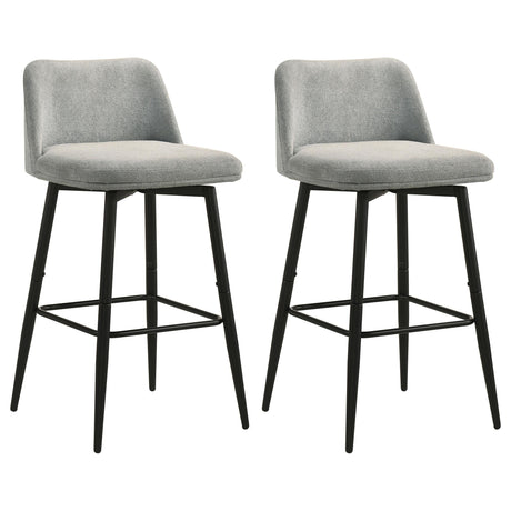 Mellor Grey Fabric Upholstered Swivel Bar Chair, Set of 2 from Coaster - Luna Furniture
