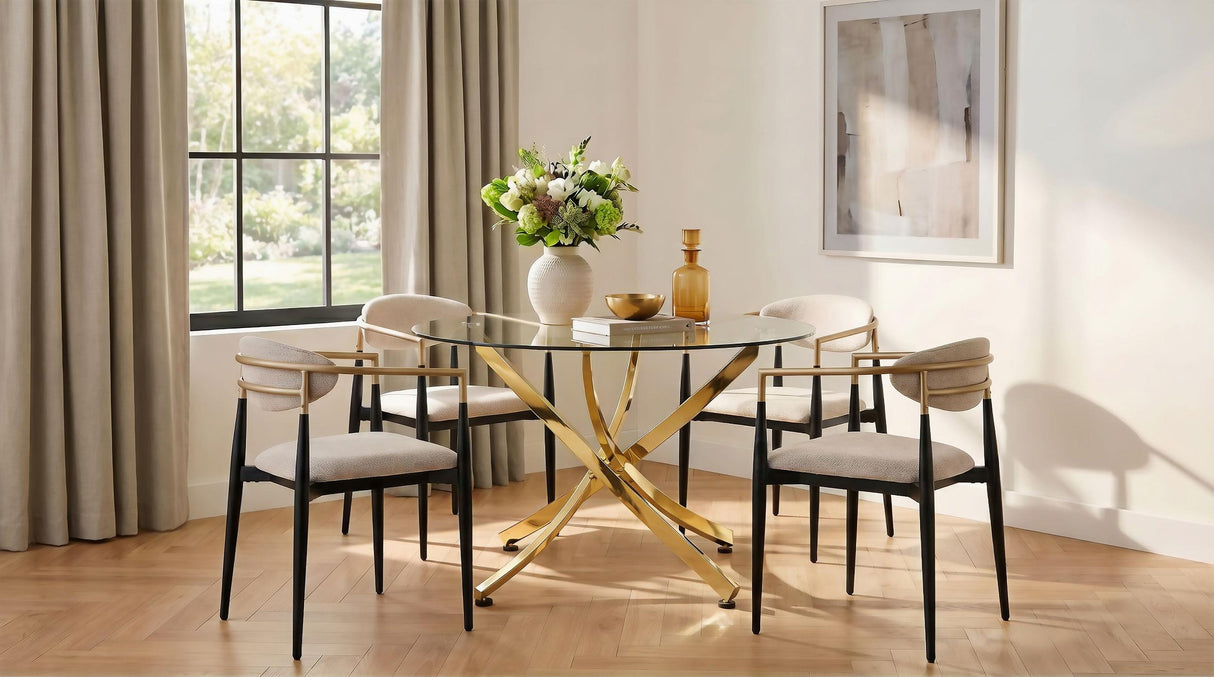 Alexis Beige Upholstered Dining Arm Chair, Set of 2 from Coaster - Luna Furniture