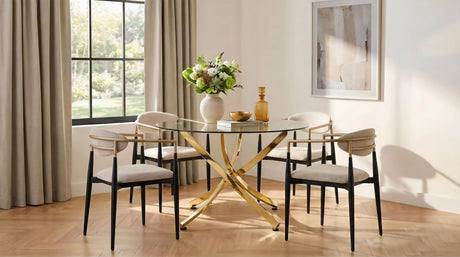 Alexis Beige Upholstered Dining Arm Chair, Set of 2 from Coaster - Luna Furniture