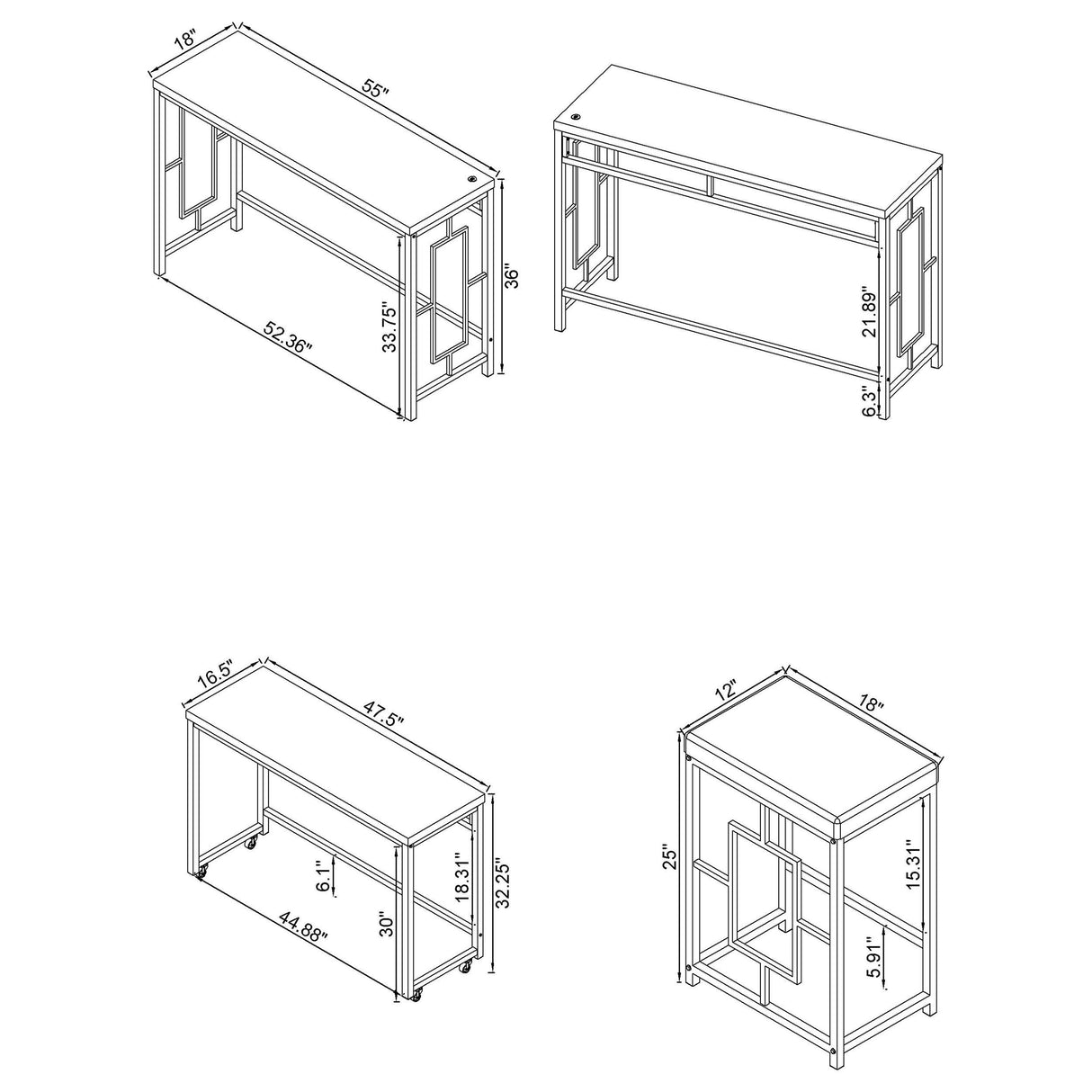 Jackson White and Chrome 4-Piece Multipurpose Counter Height Table Set from Coaster - Luna Furniture