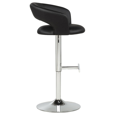 Travia Black/Chrome Adjustable Leatherette Swivel Bar Stool from Coaster - Luna Furniture