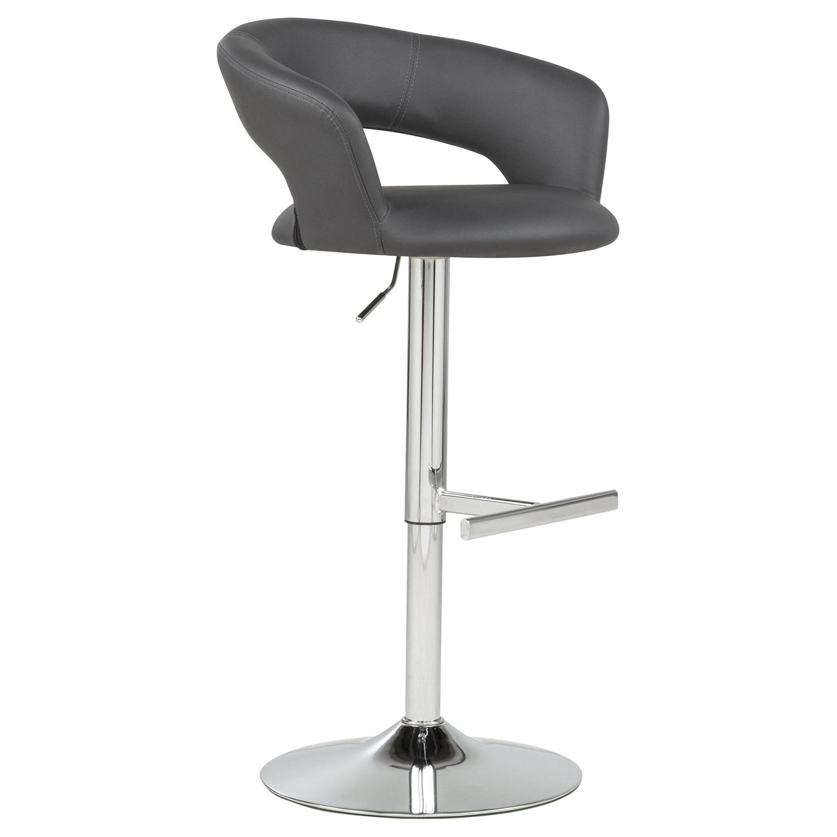 Travia Gray/Chrome Adjustable Leatherette Swivel Bar Stool from Coaster - Luna Furniture