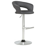 Travia Gray/Chrome Adjustable Leatherette Swivel Bar Stool from Coaster - Luna Furniture