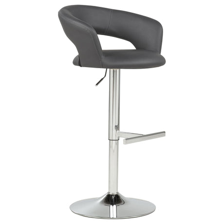 Travia Gray/Chrome Adjustable Leatherette Swivel Bar Stool from Coaster - Luna Furniture