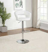 Travia White Adjustable Leatherette Swivel Bar Stool and Chrome from Coaster - Luna Furniture