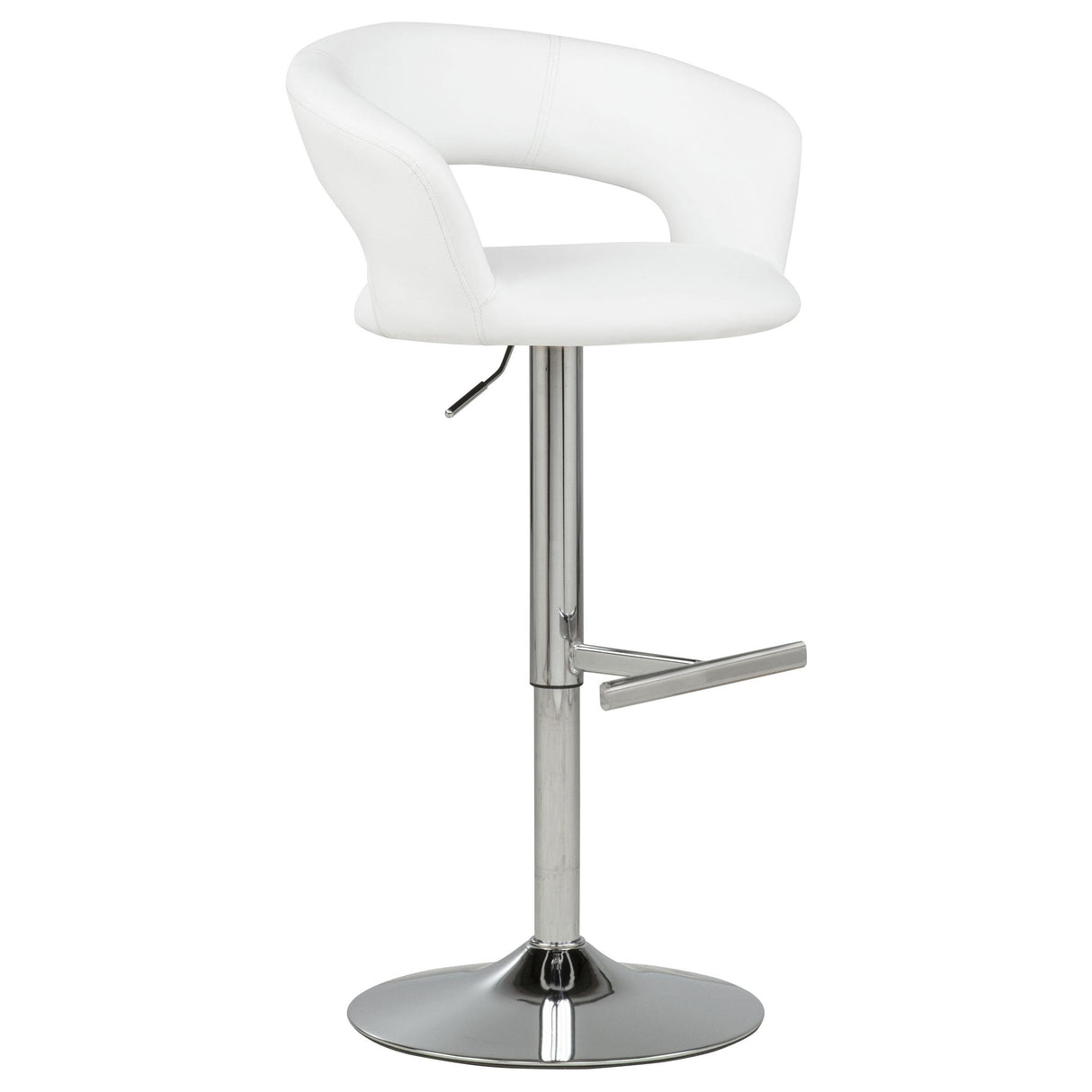 Travia White Adjustable Leatherette Swivel Bar Stool and Chrome from Coaster - Luna Furniture