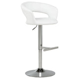 Travia White Adjustable Leatherette Swivel Bar Stool and Chrome from Coaster - Luna Furniture