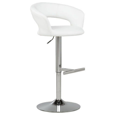 Travia White/Chrome Adjustable Leatherette Swivel Bar Stool from Coaster - Luna Furniture
