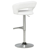 Travia White Adjustable Leatherette Swivel Bar Stool and Chrome from Coaster - Luna Furniture
