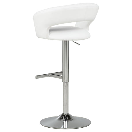 Travia White/Chrome Adjustable Leatherette Swivel Bar Stool from Coaster - Luna Furniture