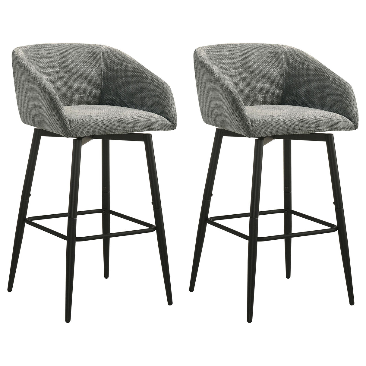 Rainer Charcoal Fabric Upholstered Swivel Bar Chair (Set of 2) from Coaster - Luna Furniture