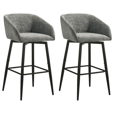 Rainer Charcoal Fabric Upholstered Swivel Bar Chair, Set of 2 from Coaster - Luna Furniture