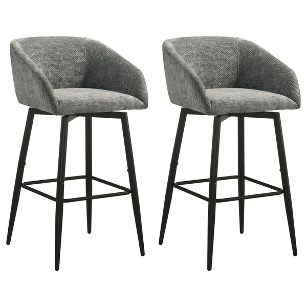 Rainer Charcoal Fabric Upholstered Swivel Bar Chair, Set of 2