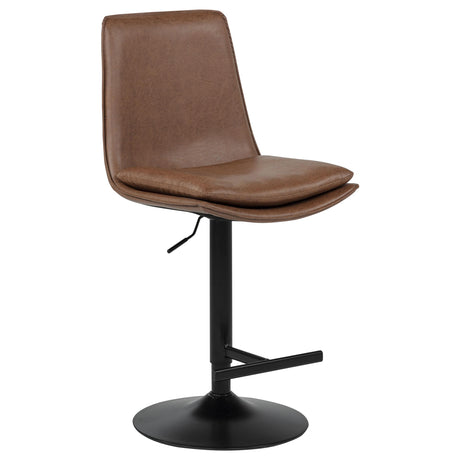 Eldridge Coffee and Black Faux Leather Upholstered Adjustable Bar Stool from Coaster - Luna Furniture