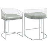 Thermosolis Gray and Chrome Acrylic Back Counter Height Stools, Set of 2 from Coaster - Luna Furniture