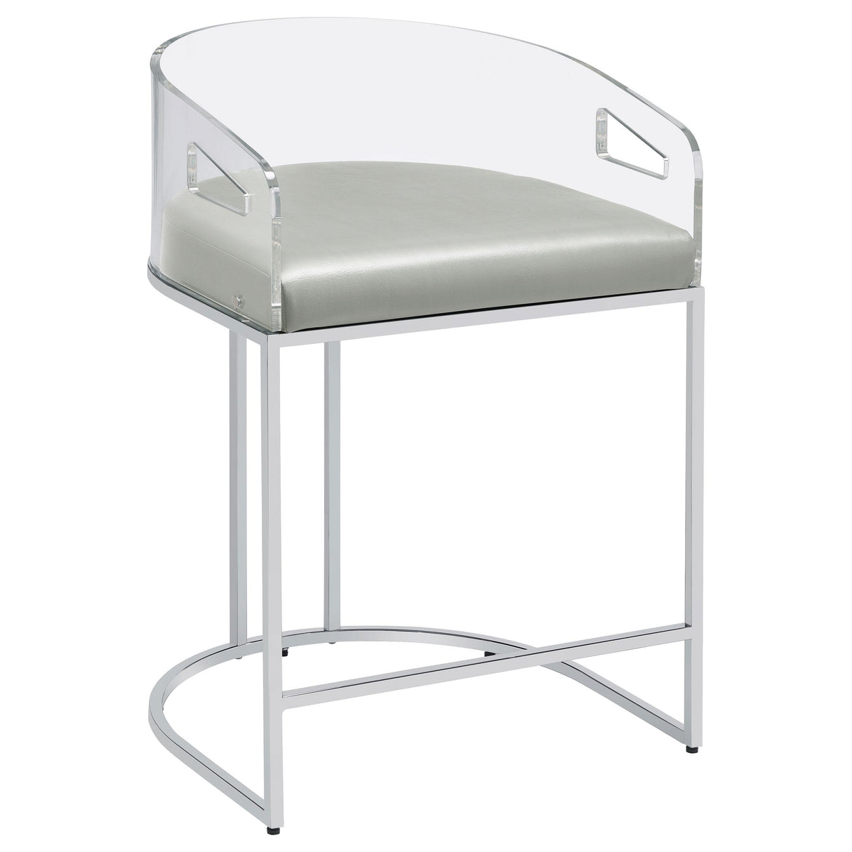 Thermosolis Gray and Chrome Acrylic Back Counter Height Stools, Set of 2 from Coaster - Luna Furniture