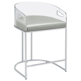 Thermosolis Gray and Chrome Acrylic Back Counter Height Stools, Set of 2 from Coaster - Luna Furniture