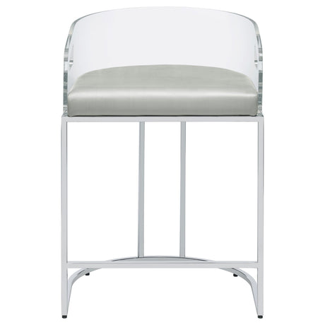 Thermosolis Gray and Chrome Acrylic Back Counter Height Stools, Set of 2 from Coaster - Luna Furniture