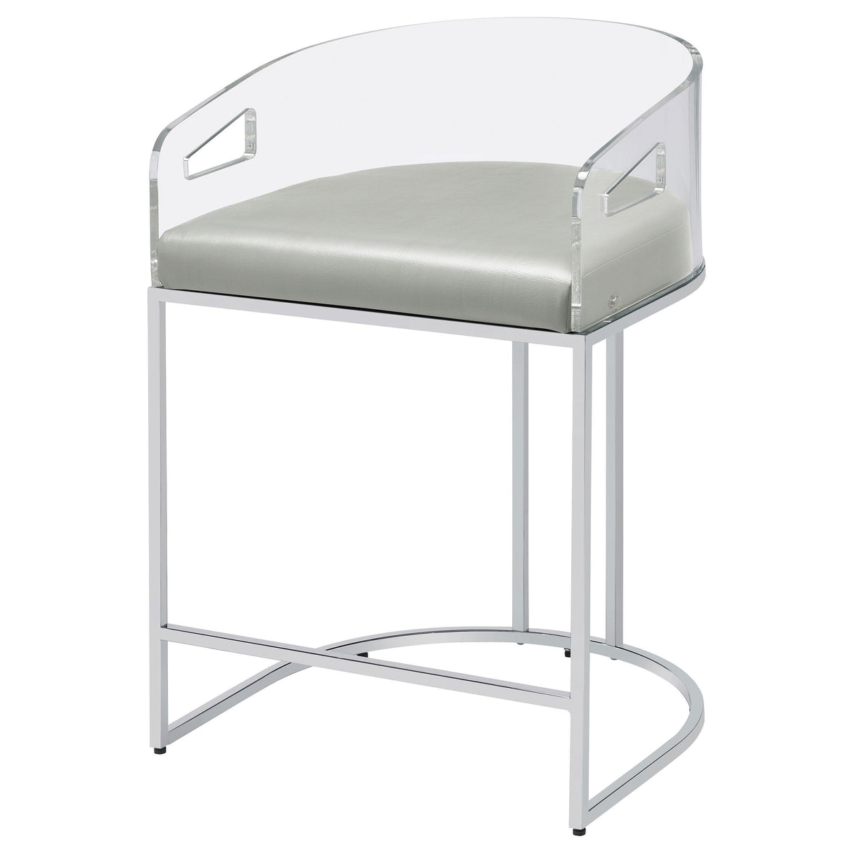 Thermosolis Gray and Chrome Acrylic Back Counter Height Stools, Set of 2 from Coaster - Luna Furniture