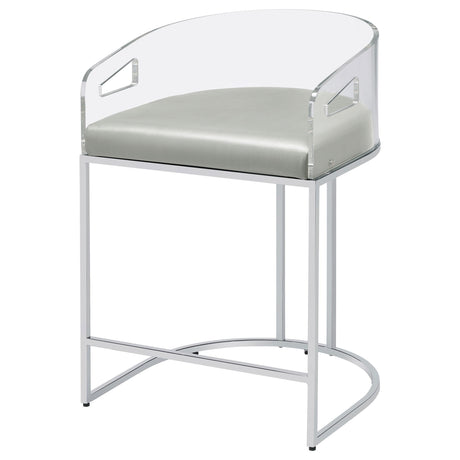 Thermosolis Gray and Chrome Acrylic Back Counter Height Stools, Set of 2 from Coaster - Luna Furniture