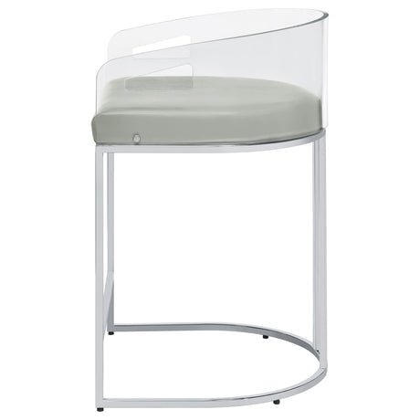 Thermosolis Gray and Chrome Acrylic Back Counter Height Stools, Set of 2 from Coaster - Luna Furniture
