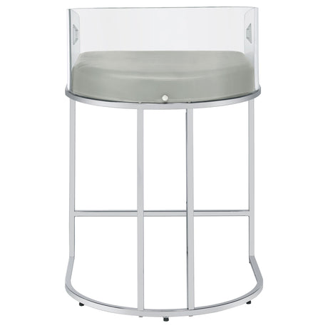 Thermosolis Gray and Chrome Acrylic Back Counter Height Stools, Set of 2 from Coaster - Luna Furniture
