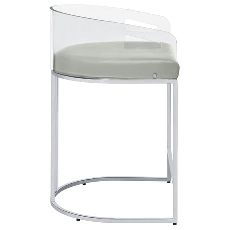 Thermosolis Gray and Chrome Acrylic Back Counter Height Stools, Set of 2 from Coaster - Luna Furniture