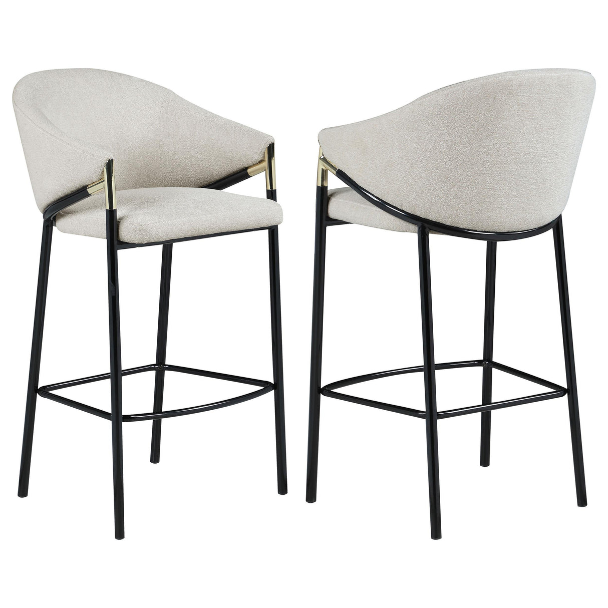 Chadwick Beige and Glossy Black Sloped Arm Bar Stools, Set of 2 from Coaster - Luna Furniture