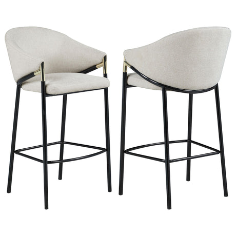 Chadwick Beige and Glossy Black Sloped Arm Bar Stools, Set of 2 from Coaster - Luna Furniture