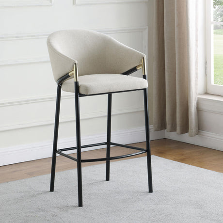 Chadwick Beige and Glossy Black Sloped Arm Bar Stools, Set of 2 from Coaster - Luna Furniture