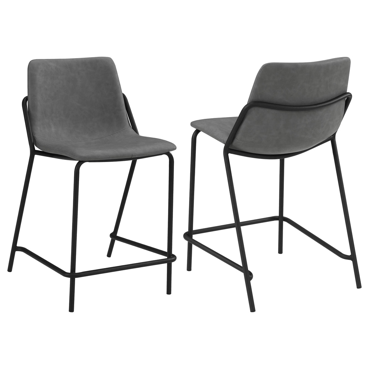 Earnest Gray and Black Solid Back Upholstered Counter Height Stools, Set of 2 from Coaster - Luna Furniture