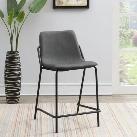 Earnest Gray and Black Solid Back Upholstered Counter Height Stools, Set of 2 from Coaster - Luna Furniture