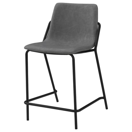Earnest Gray and Black Solid Back Upholstered Counter Height Stools, Set of 2 from Coaster - Luna Furniture