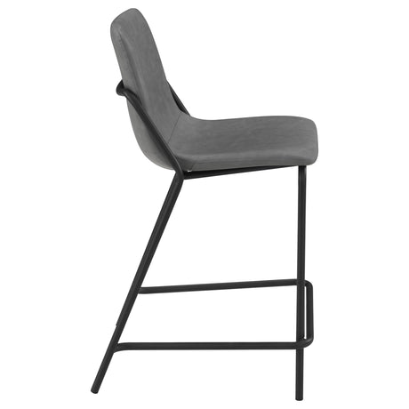 Earnest Gray and Black Solid Back Upholstered Counter Height Stools, Set of 2 from Coaster - Luna Furniture