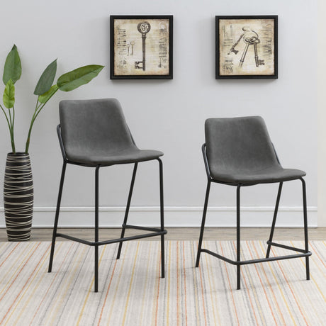 Earnest Gray and Black Solid Back Upholstered Counter Height Stools, Set of 2 from Coaster - Luna Furniture