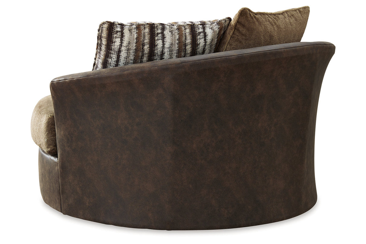 Alesbury Chocolate Sofa, Oversized Chair, Swivel Chair and Ottoman from Ashley - Luna Furniture